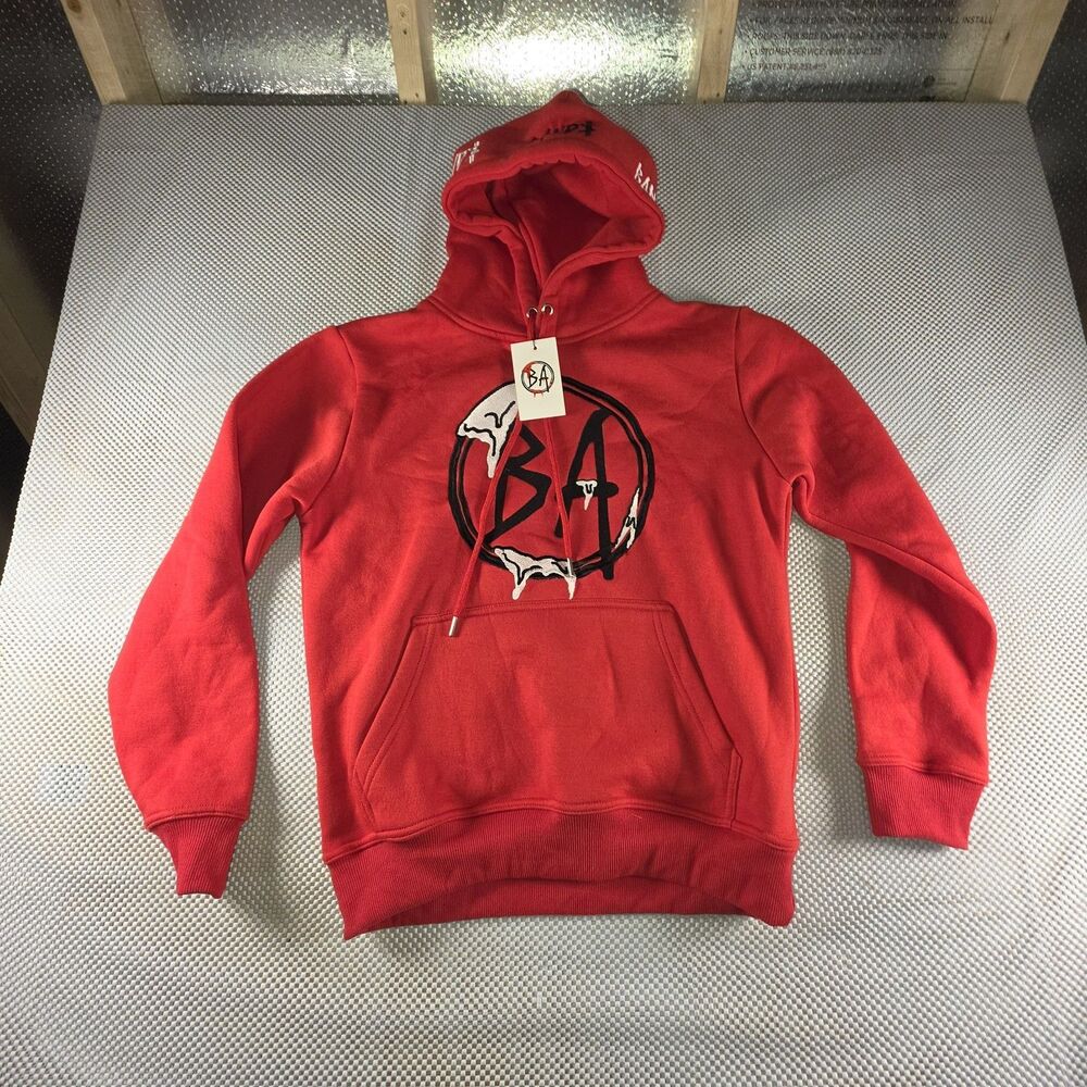 BA Bandz Don't Cross Me Red Hoodie Size Small Embroidered Streetwear NWT